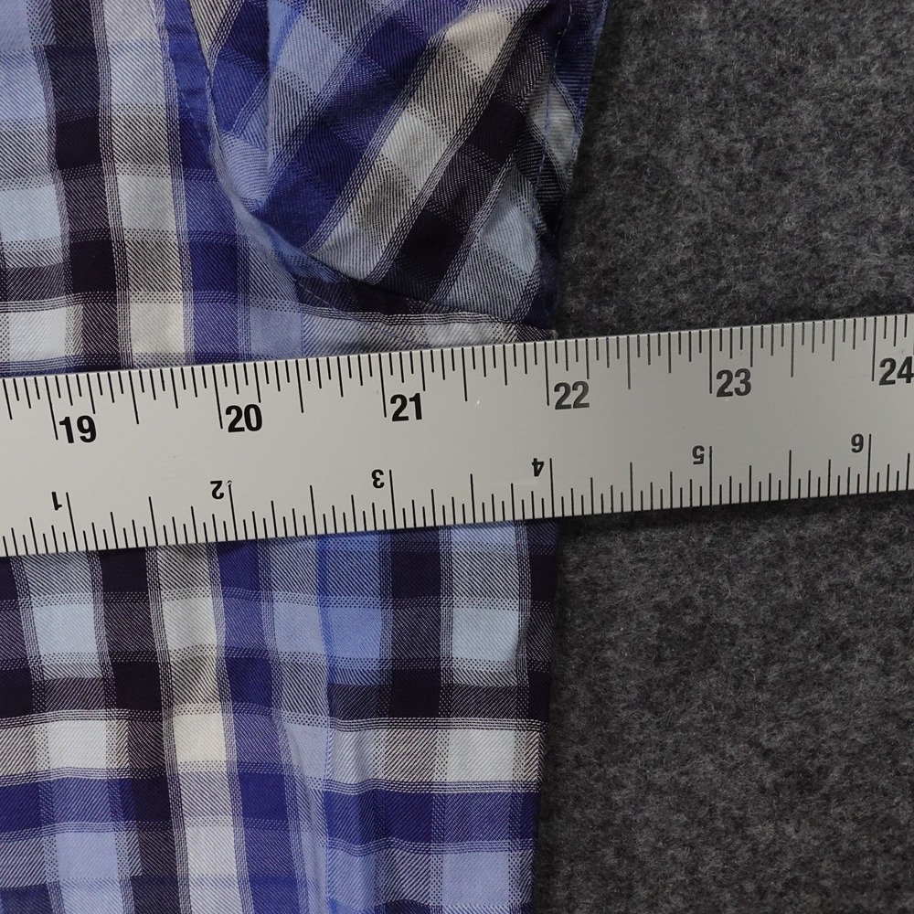 Good Man Brand Button Down Shirt Men's Large Plaid Short Sleeve Blue - Picture 5 of 10